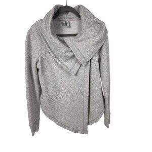 Z by Zella Drape Collar Asymmetrical Shrug Jacket Cardigan Gray Size M